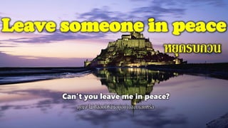 Leave someone in peace
หยุดรบกวน
Can't you leave me in peace?
คุณจะไม่ปล่อยให้ฉันอยู่อย่างสงบเลยหรือ
 