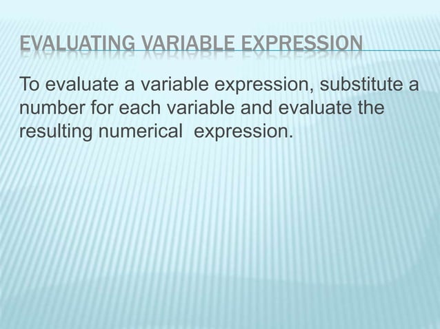 Expressions and variables | PPTX