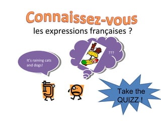 les expressions françaises ? It’s raining cats and dogs! ??? Take the QUIZZ ! 