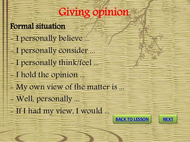 Expressions Of Asking And Giving Opinion