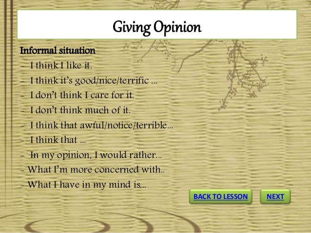 Expressions Of Asking And Giving Opinion