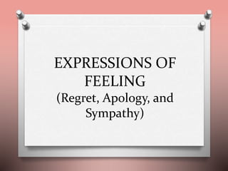 EXPRESSIONS OF
FEELING
(Regret, Apology, and
Sympathy)
 