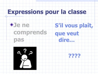 Expressions pour la classe Je ne comprends pas S’il vous plaît, que veut dire… ????