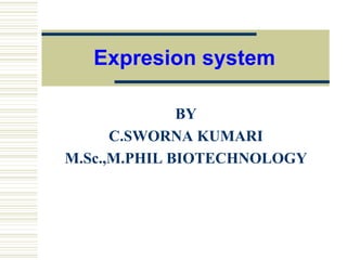 Expresion system
BY
C.SWORNA KUMARI
M.Sc.,M.PHIL BIOTECHNOLOGY
 