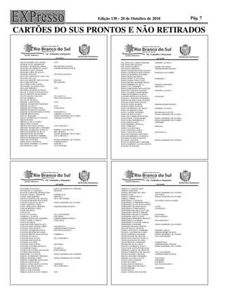 Edição 130 - 20 de Outubro de 2010   Pág. 7

CARTÕES DO SUS PRONTOS E NÃO RETIRADOS
 