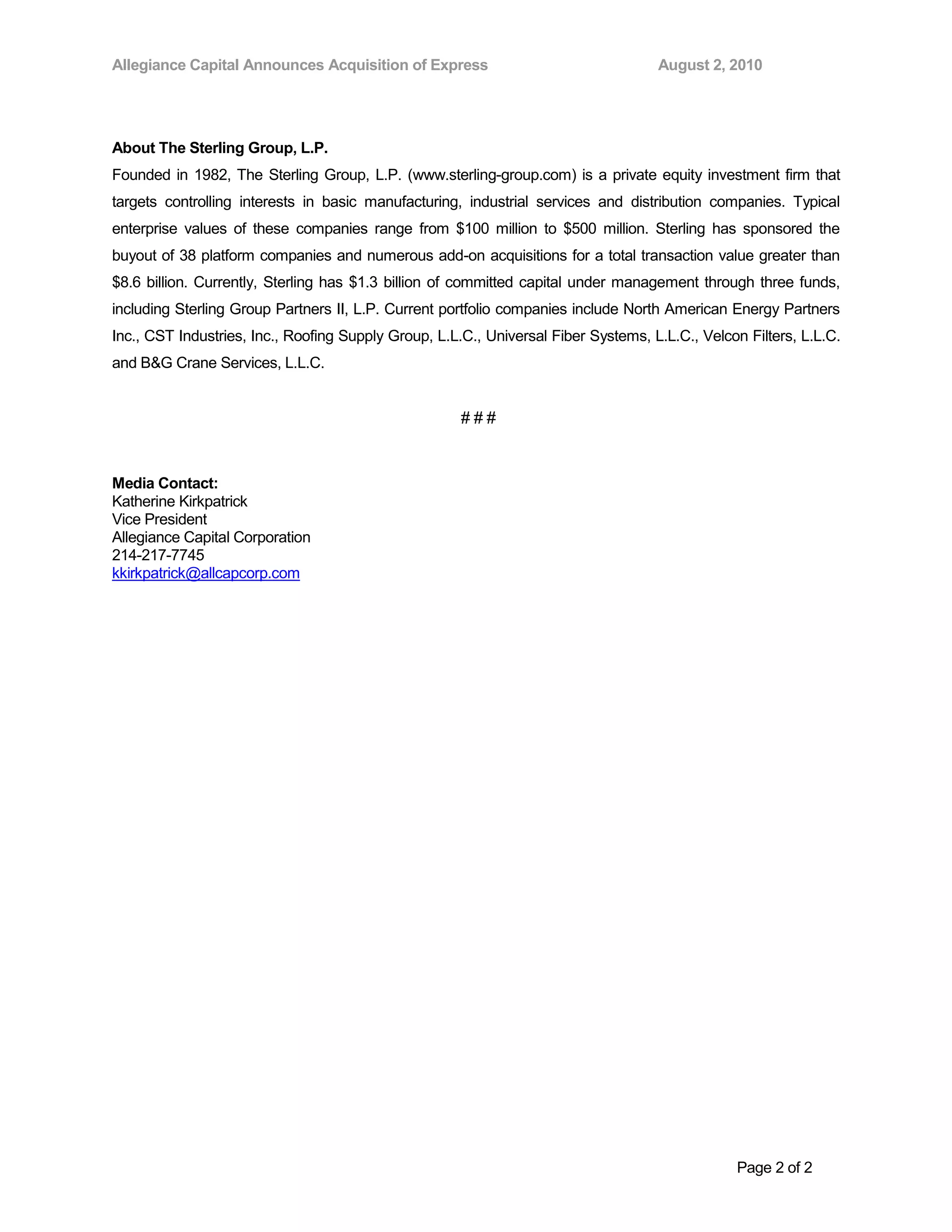 Express Press Release | DOCX