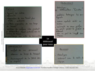 Le
télétravail
pour nous

Vincent BOGAERS vbogaers@soi-conseil.com – Formation Travailler et manager à distance – CG 80 / Décembre 2013

 