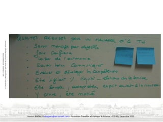 Vincent BOGAERS vbogaers@soi-conseil.com – Formation Travailler et manager à distance – CG 80 / Décembre 2013

 