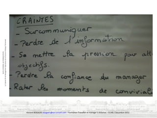 Vincent BOGAERS vbogaers@soi-conseil.com – Formation Travailler et manager à distance – CG 80 / Décembre 2013

 