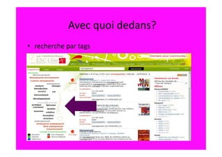 Avec quoi dedans?
• recherche par tags
 