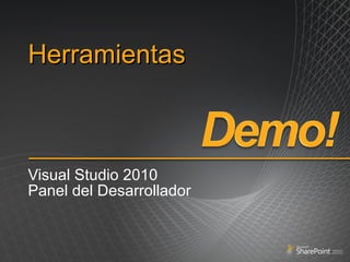 Herramientas Visual Studio 2010 Panel del Desarrollador 
