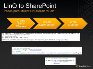 LinQ to SharePoint Pasos para utilizar LinQToSharePoint 