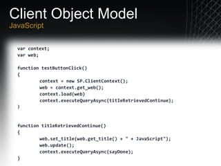 Client Object Model JavaScript 