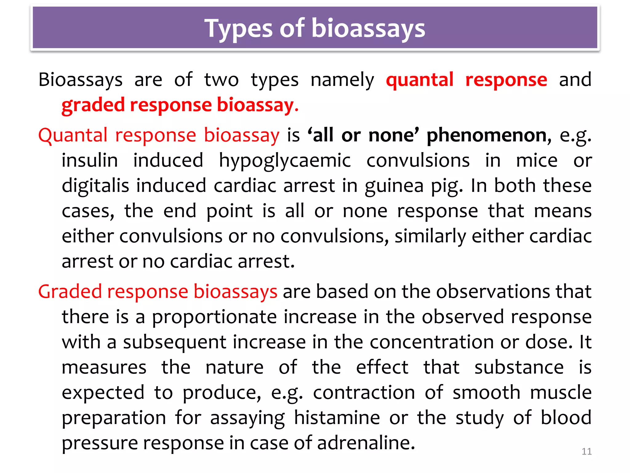 Expt. 3 Introduction to principles of bioassay, its types including ...