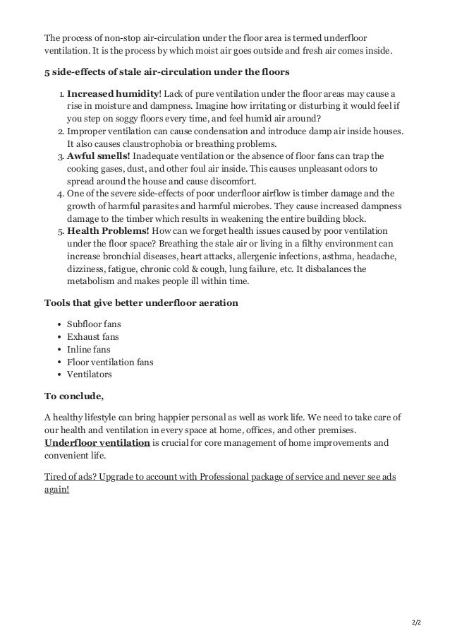 Side effects of poor underfloor ventilation you must know