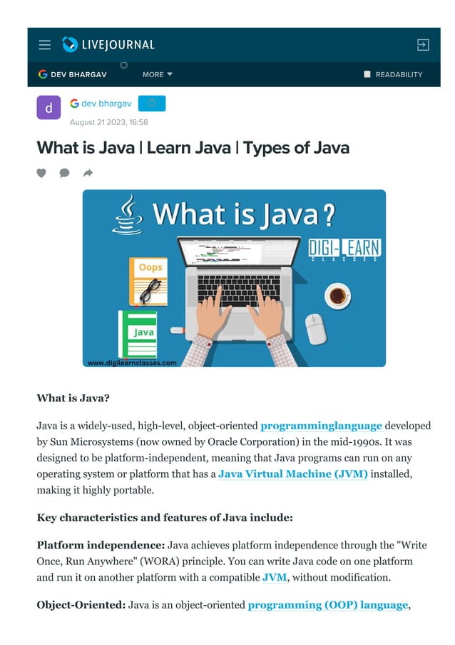 What is Java | Learn Java | Types of Java | PDF