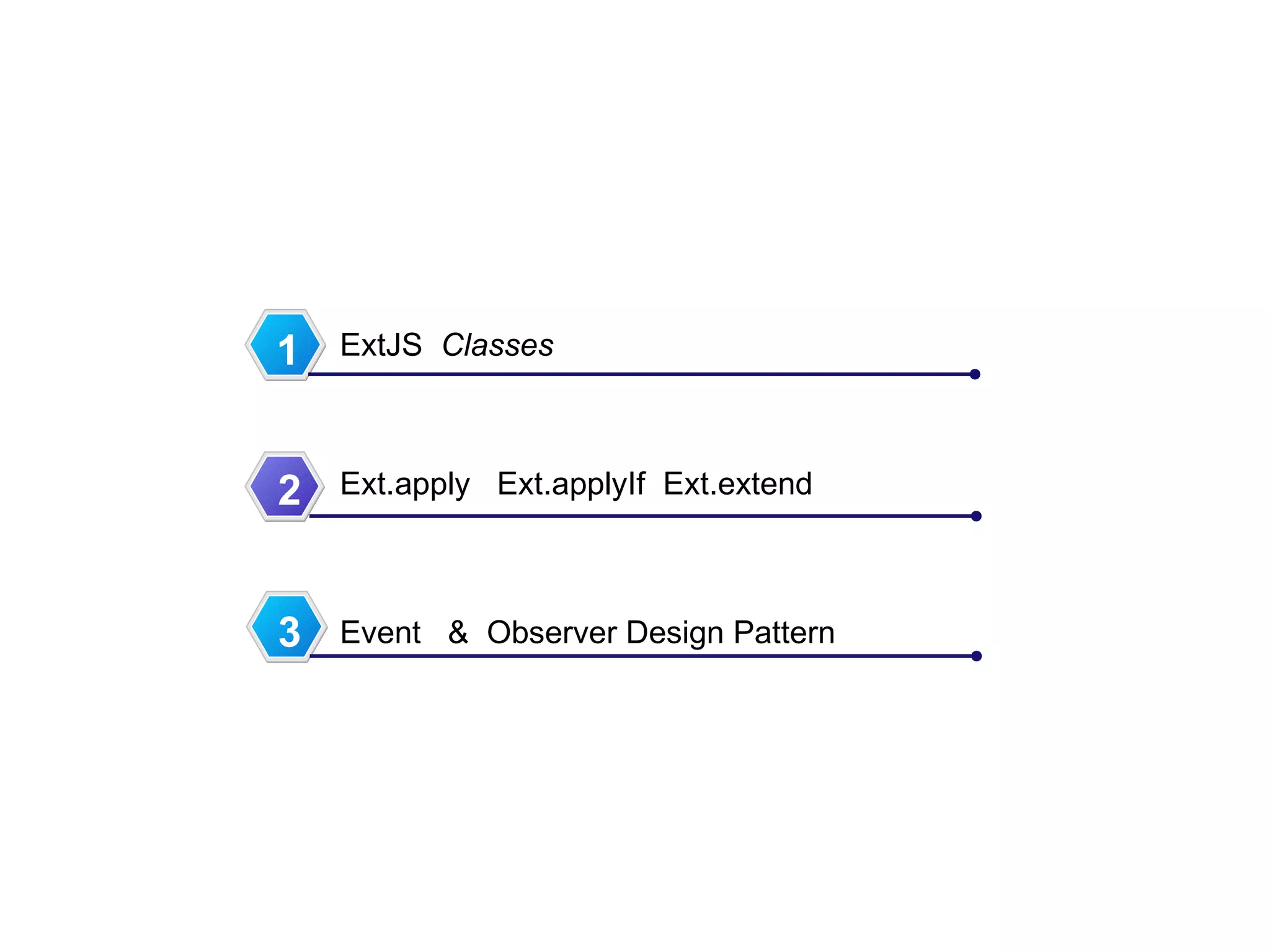 1 3 ExtJS  Classes Ext.apply  Ext.applyIf  Ext.extend Event  &  Observer Design Pattern 2 