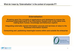 What do I mean by ‘Externalisation’ in the context of corporate IT?




                               Externalisation:
  ...