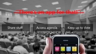 Intro Section“There’s an app for that!”“There’s an app for that!”Share stuffAccess agendaKeep up to date