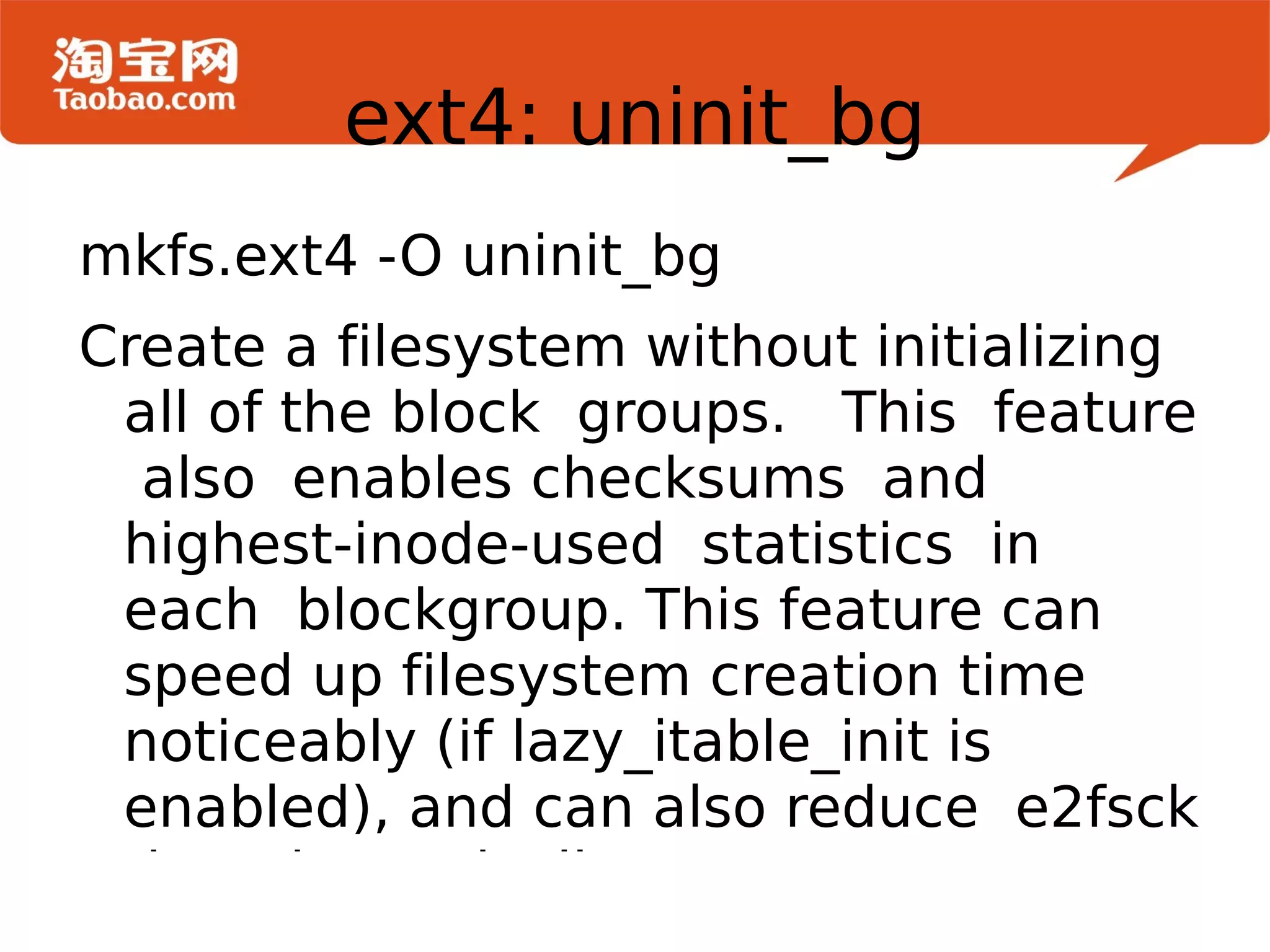 ext2: badblock e2fsck use program “badblocks” to detect bad blocks and mark these blocks as “used” in block bitmap. 