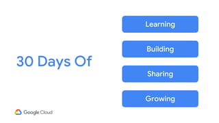 30 Days Of
Learning
Building
Sharing
Growing
 