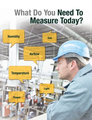 3
What Do You Need To
Measure Today?
Humidity
Airﬂow
Gas
Temperature
Power
Light
 