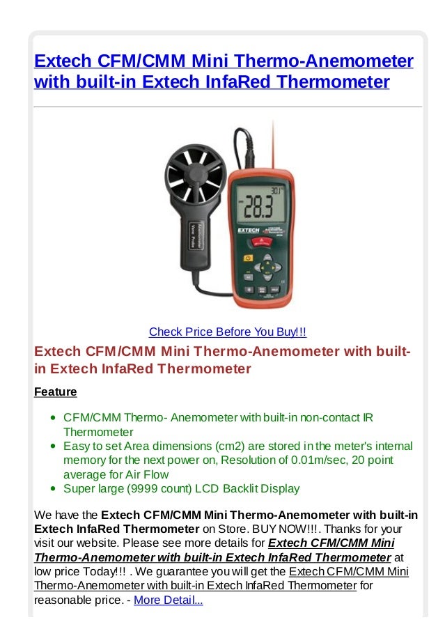 Extech cfm cmm mini thermo anemometer with builtin extech infared