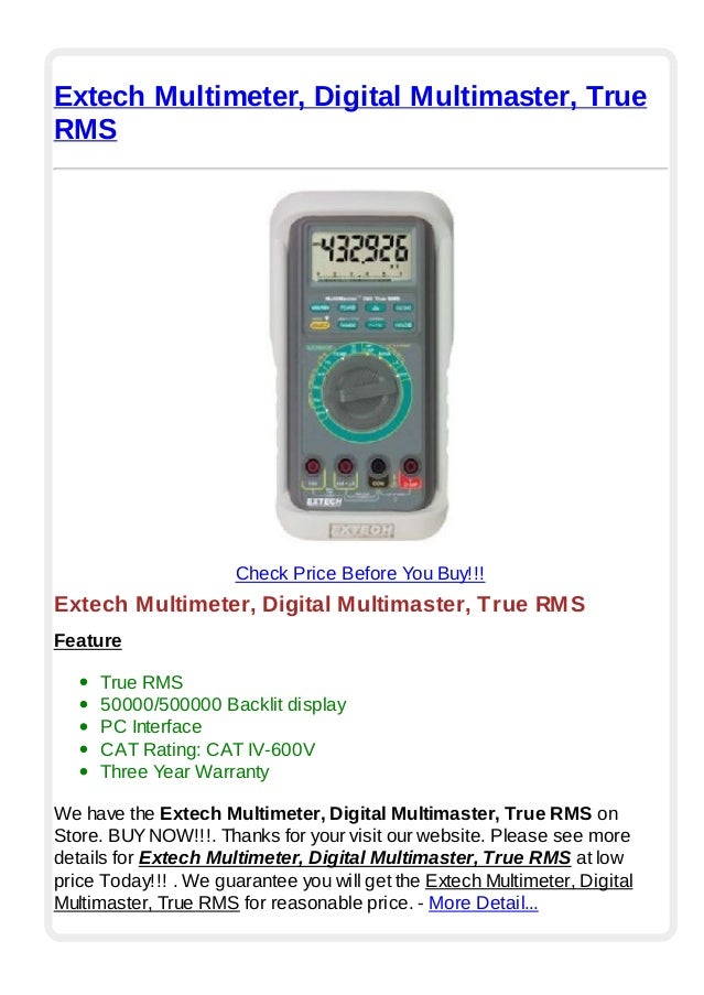 Extech multimeter, digital multimaster, true rms