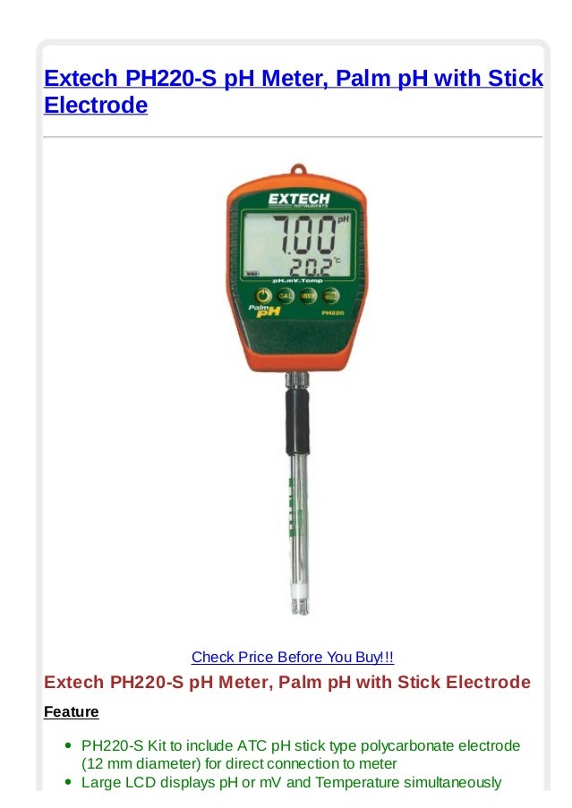 Extech ph220 s p h meter, palm ph with stick electrode