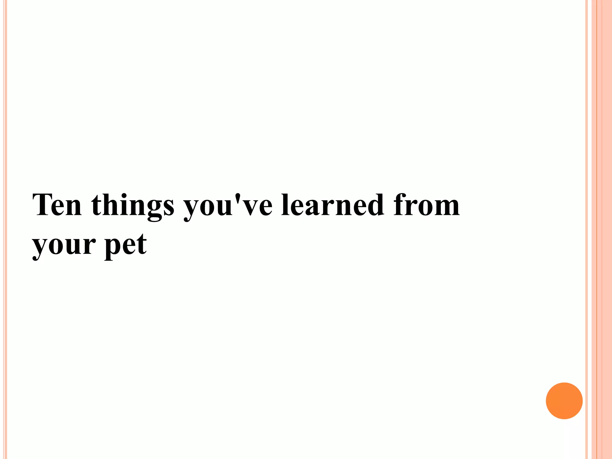 Ten things you've learned from
your pet
 