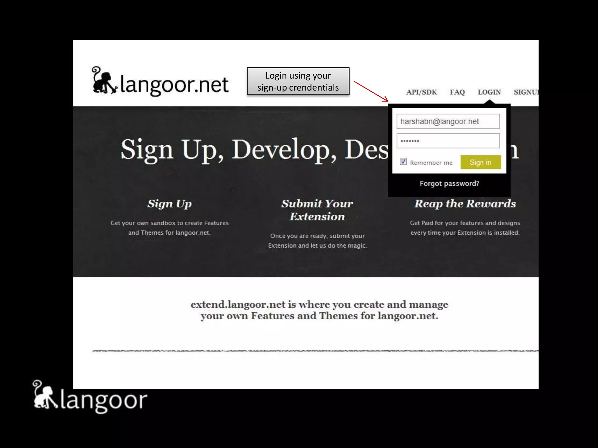 Login using your sign-up crendentials