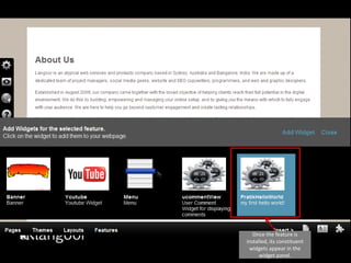 Once the feature is installed, its constituent widgets appear in the widget panel.