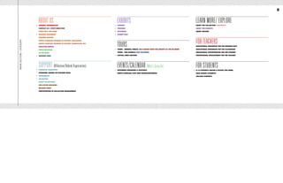 2



                          +
                              ABOUT US
                              General Information                                 +
                                                                                      EXHIBITS
                                                                                      Current
                                                                                                                                                               LEARN MORE/ EXPLORE
                                                                                                                                                               About the COLLECTION / ARTIFACTS

                              CONTACT US / Staff directory                        +   Previous                                                                 About the exhibits

                              Director’s Welcome                                  +   upcoming                                                                 About history

                          +   Mission Statement                                   +   EXHIBIT MAP

                              Museum History


                                                                                                                                                               FOR TEACHERS
main section > category




                              North Carolina Museum of History Associates

                              North Carolina Museum of History Foundation, Inc.

                              Facilities Rental

                              Press Releases                                      +
                                                                                      TOURS
                                                                                      TOURS - General Public, Self Guided Tour for Groups of Ten or More
                                                                                                                                                               Educational resources for the MUSEUM VISIT

                                                                                                                                                               Educational resources for the CLASSROOM

                              In the News                                             TOURS - FOR SCHOOLS (For Teachers)                                       Educational opportunities for the STUDENT

                          +   MUSEUM SHOP                                         +   Capital Area Visitors                                                    Professional development for the teacher




                          +
                              SUPPORT (Affiliations/Related Organizations)
                              Financial donations                                 +
                                                                                      EVENTS/CALENDAR (What’s Going On)
                                                                                      Upcoming Programs & Festivals                                        +
                                                                                                                                                               FOR STUDENTS
                                                                                                                                                               K-12 students (maybe a packet for them)
                          +   SPONSORS (SHOWS ON TEACHER PAGE)                        North Carolina Civil War Sesquicentennial                                High School Students
                          +   Membership                                                                                                                       College Students
                          +   Volunteer

                              Adopt an Artifact

                              Our Sister Museums

                              Related Links

                              Participating in Collection Management
 