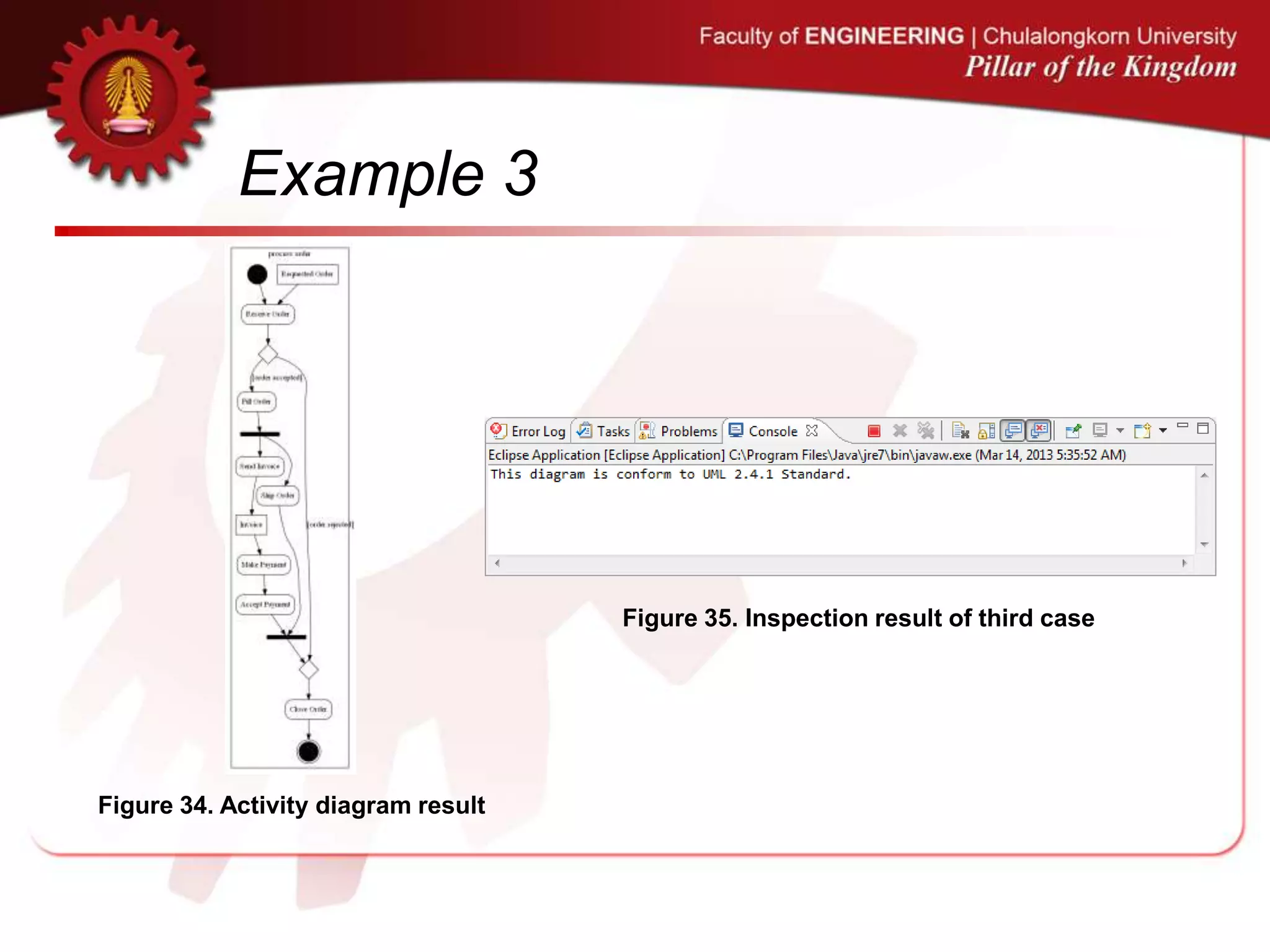 Example 3
Figure 34. Activity diagram result
Figure 35. Inspection result of third case
 