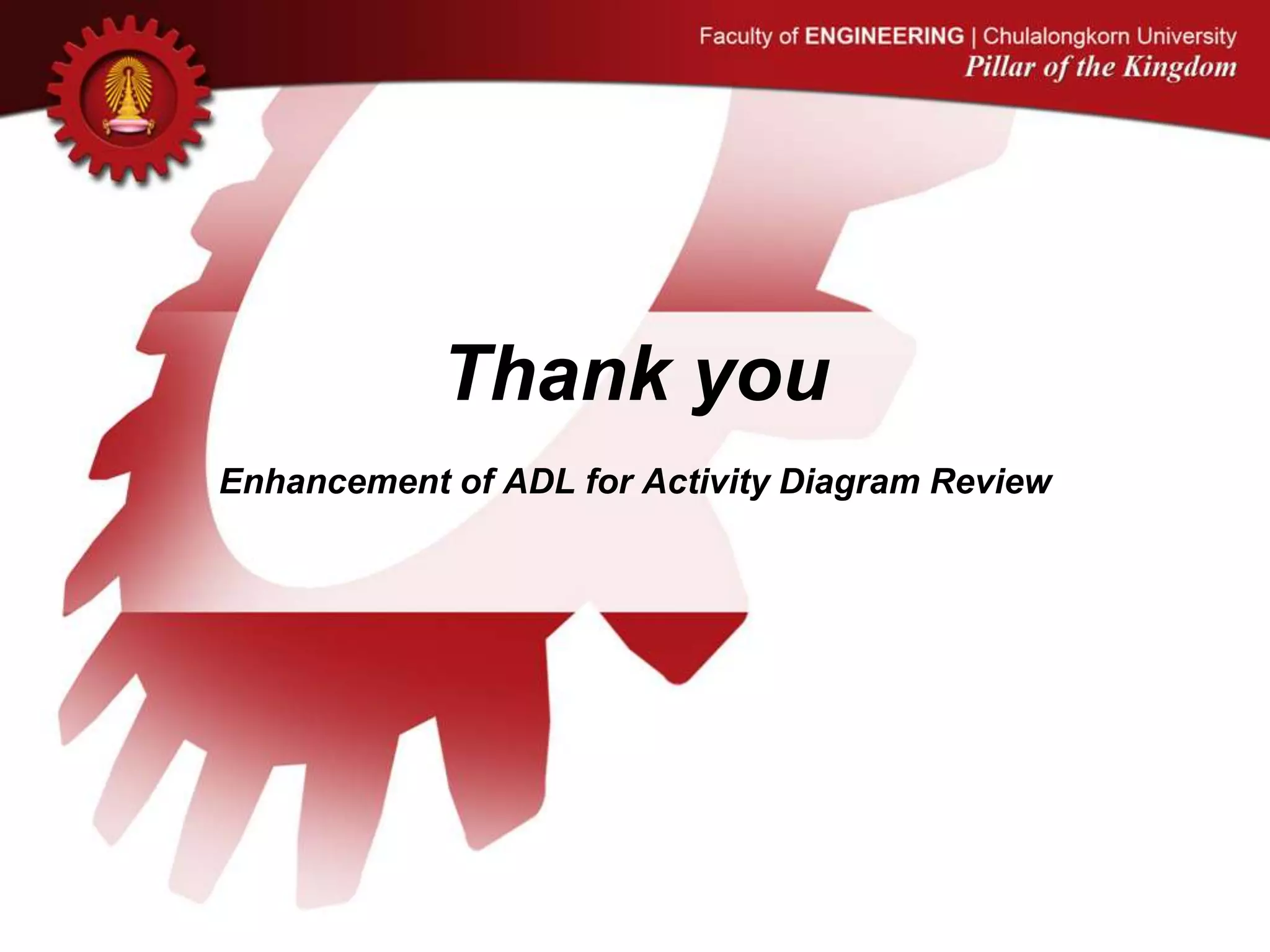 Thank you
Enhancement of ADL for Activity Diagram Review
 