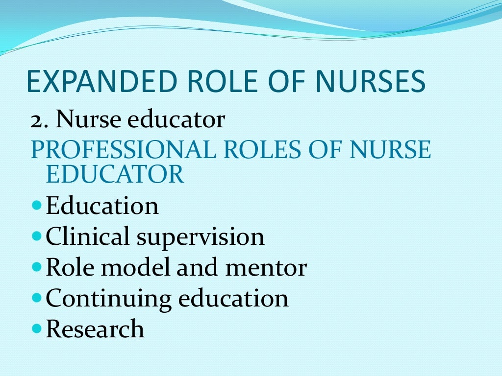 Extended and expanded role of nurses