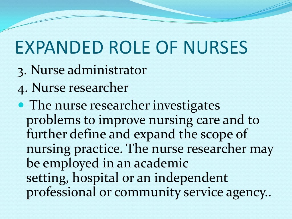 Extended and expanded role of nurses