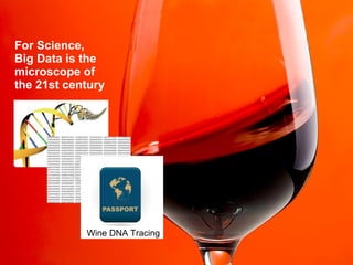 @pieroleo www.linkedin.com/in/pieroleo
@pieroleo www.linkedin.com/in/pieroleo
For Science,
Big Data is the
microscope of
the 21st century
Wine DNA Tracing
 