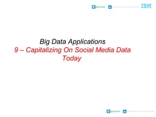 @pieroleo www.linkedin.com/in/pieroleo
@pieroleo www.linkedin.com/in/pieroleo
Big Data Applications
9 – Capitalizing On Social Media Data
Today
 