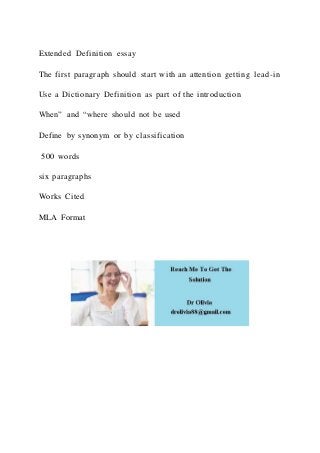 Extended Definition essayThe first paragraph should start with a | DOCX