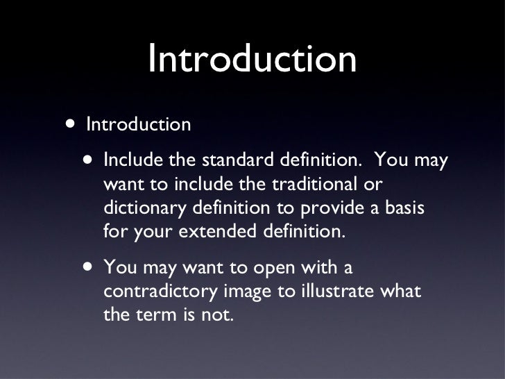 Extended definitions Extended definitions