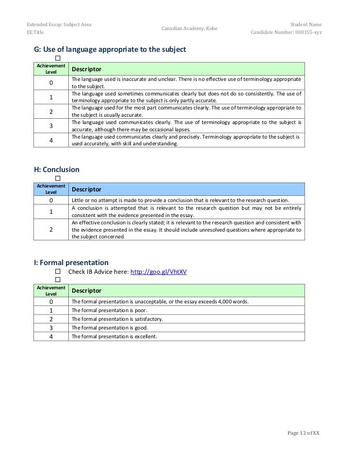 Extended essay subject areas