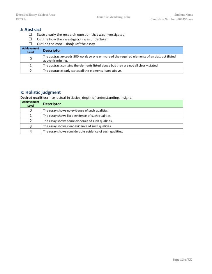 Extended essay subject areas