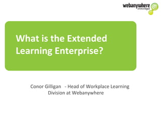 Conor Gilligan - Head of Workplace Learning
Division at Webanywhere
What is the Extended
Learning Enterprise?
 
