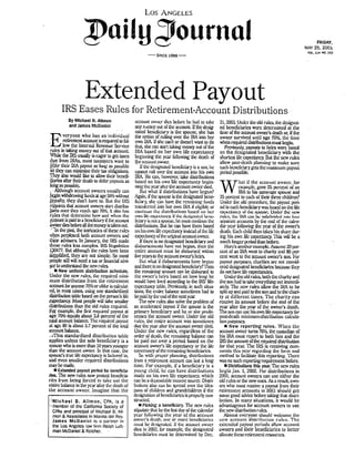 Extended Payout - IRS Eases Rules for Retirement Account Distributions