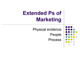 Extended Ps of Marketing Physical evidence People Process 
