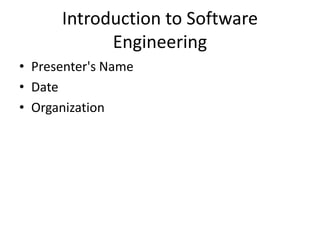 Software_Engineering_Presentation about intro | PPT