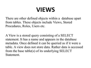 Comprehensive Guide to Database Views and Stored Procedures in SQL | PDF