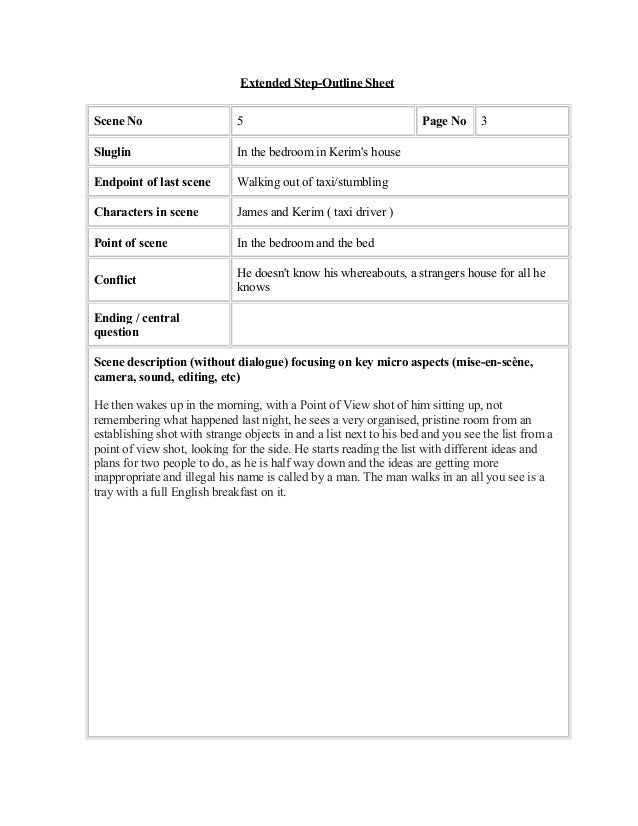 extended step outline sheet scene 5 step outline sample