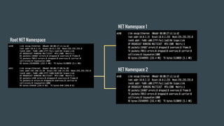 Root NET Namespace
NET Namespace 1
NET Namespace 2
 